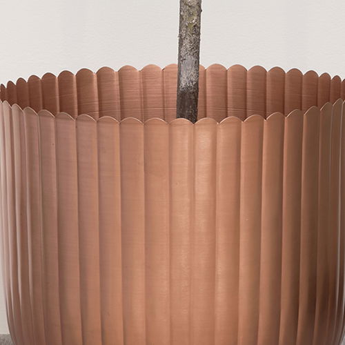 Large Copper Ribbed Metal Planter