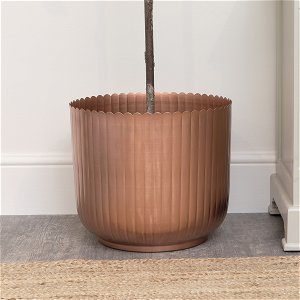 Large Copper Ribbed Metal Planter