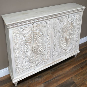 Large Cream Distressed Sideboard