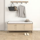 Large Cream Hall Storage Bench with Cushioned Seat - Oswin Range