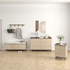 Large Cream Hall Storage Bench with Cushioned Seat - Oswin Range
