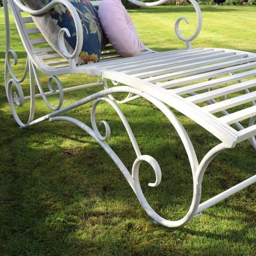 Large Cream Metal Sun Lounger