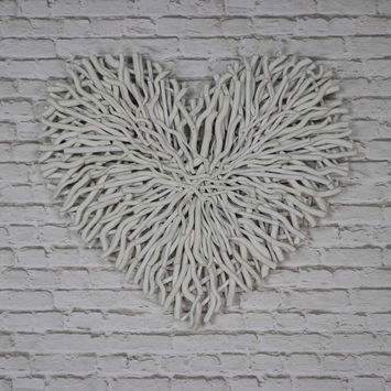 Large Cream Twig Heart Wall Art