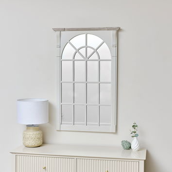 Large Cream Window Style Wall Mirror - Lyon Range 66cm x 100cm