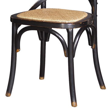 Large Distressed Black Cross Back Wooden Dining Chair