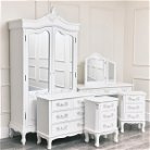 Large Double Wardrobe, Dressing Table Set, Chest of Drawers & Pair of 3 Drawer Bedside Tables - Pays Blanc Range 