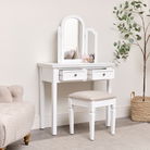 Large Dressing Table, Mirror & Stool Set - Daventry White Range