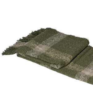 Large Forest Green & Cream Knitted Throw - 160cm x 135cm