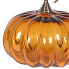 Large Glass Amber Pumpkin with Gold Stem Ornament