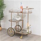 Large Gold Antique Glass Oval Drinks Trolley With Wheels