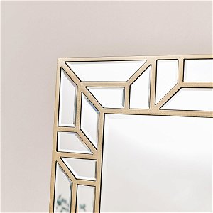 Large Gold Geometric Framed Mirror 70cm x 150cm