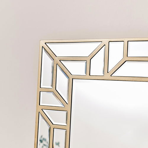 Large Gold Geometric Framed Mirror 70cm x 150cm