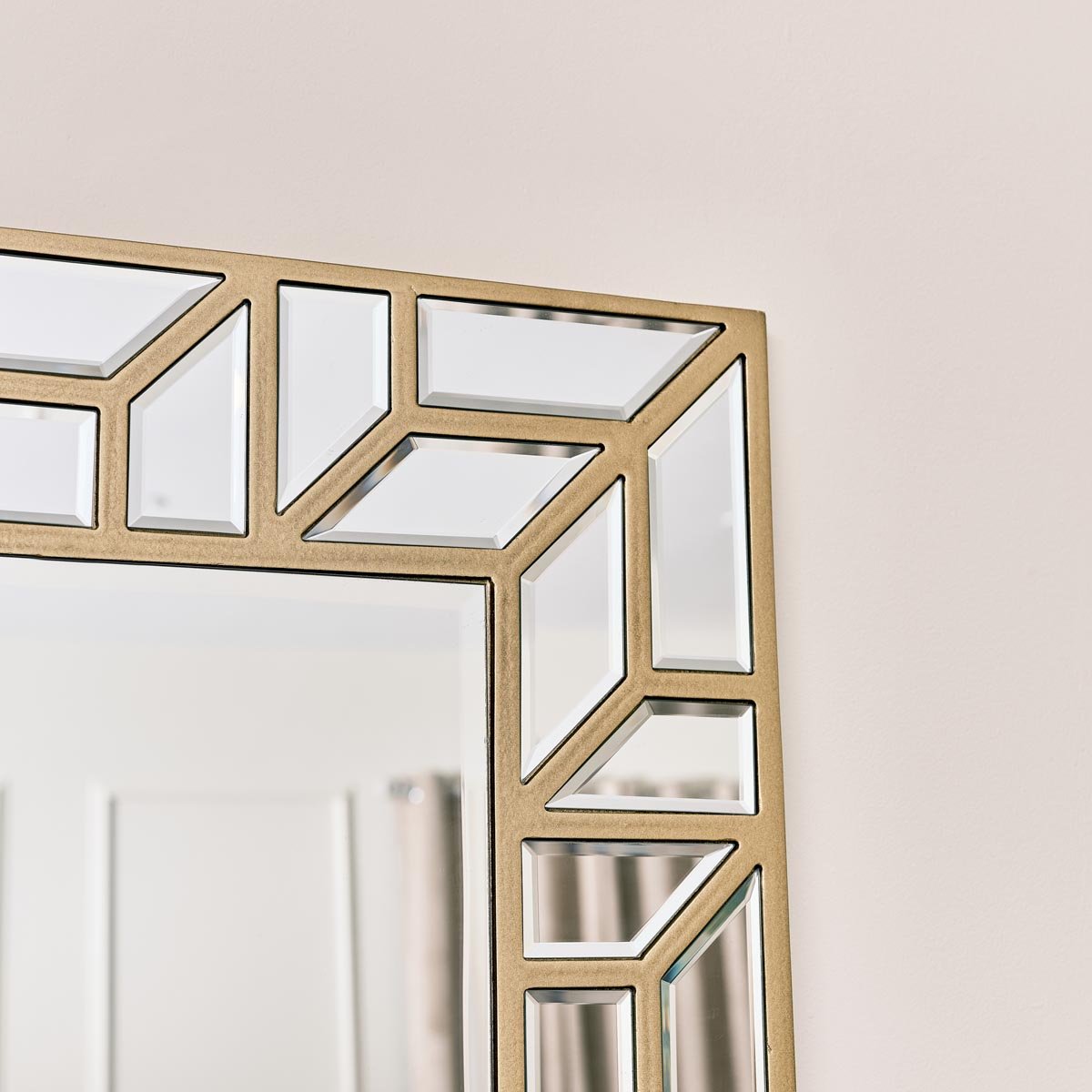 Large Gold Geometric Framed Mirror 70cm x 150cm