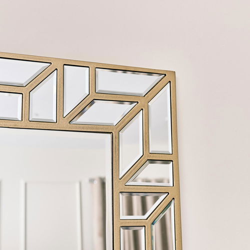 Large Gold Geometric Framed Mirror 70cm x 150cm