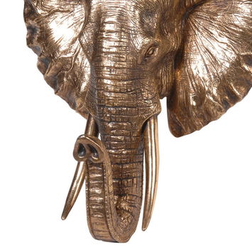 Large Gold Elephant Head Wall Mount