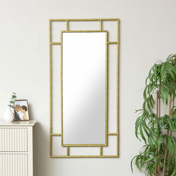 Large Gold Bamboo Framed Wall Mirror 120cm x 60cm