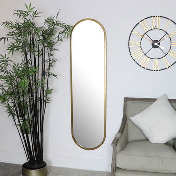 Large Gold Oval Mirror 42cm x 156cm