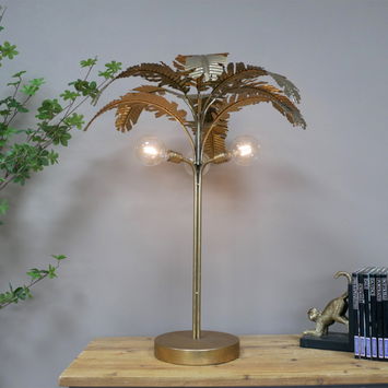 Large Gold Palm Tree Table Lamp