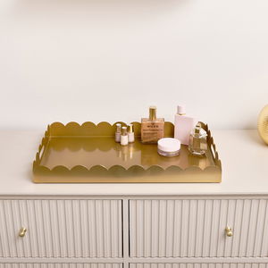 Large Gold Rectangle Scalloped Tray