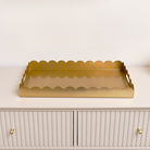 Large Gold Rectangle Scalloped Tray 