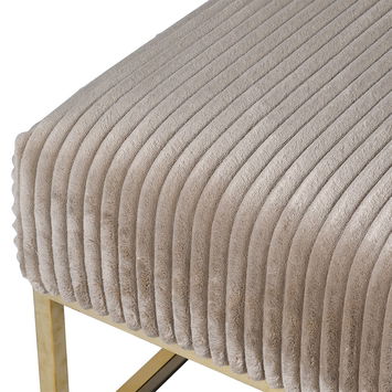 Large Gold & Taupe Ribbed Ottoman Footstool 
