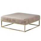 Large Gold & Taupe Ribbed Ottoman Footstool 