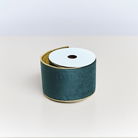 Large Green & Gold Velvet Wired Ribbon Garland - 270cm