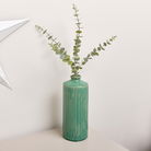 Large Green Lined Stoneware Vase - 33cm