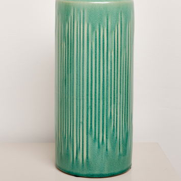 Large Green Lined Stoneware Vase - 33cm