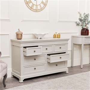 Large Grey 7 Drawer Chest of Drawers - Daventry Taupe-Grey Range
