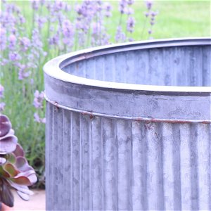 Large Grey Metal Tub Planter 