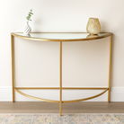 Large Half Moon Gold Mirrored Console Table