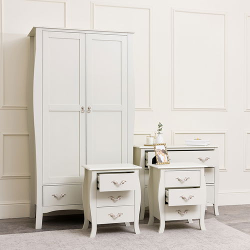 Large Ivory Wardrobe, Chest of Drawers & Pair of Bedside Tables - Elizabeth Ivory Range