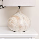 Large Marble Look Table Lamp with Linen Shade