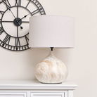 Large Marble Look Table Lamp with Linen Shade