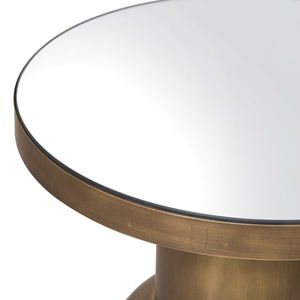 Large Metal Round Mirrored Side Table