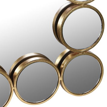 Large Multi Circle Gold Wall Mirror