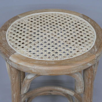 Large Natural Wooden Rattan Stool