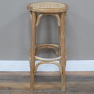 Large Natural Wooden Rattan Stool