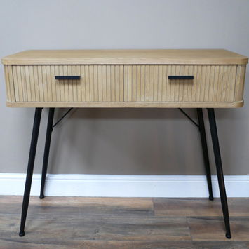 Large Natural Wooden Textured Dressing Table / Console Table 120cm x 77cm
