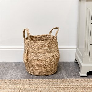Large Natural Woven Basket with Tassel