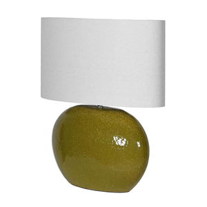 Large Olive Green Ceramic Table Lamp with White Shade