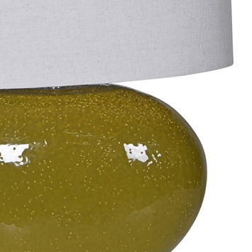 Large Olive Green Ceramic Table Lamp with White Shade