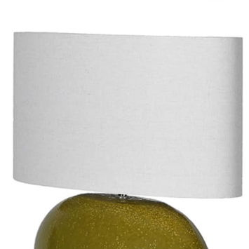 Large Olive Green Ceramic Table Lamp with White Shade