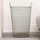 Large Olive Green Metal Wire Storage / Laundry Basket