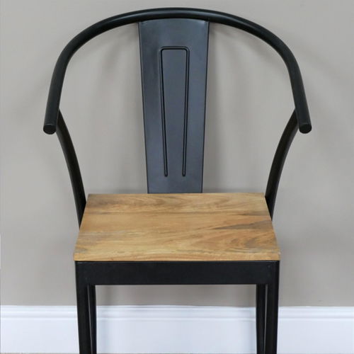 Large Open Back Black & Wooden Dining Chair
