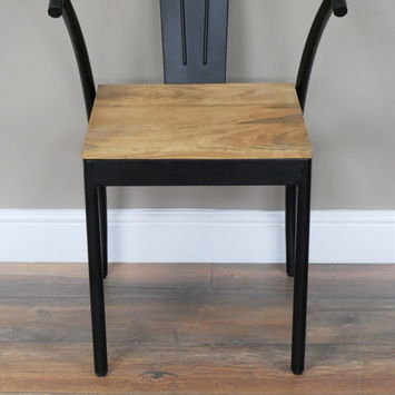 Large Open Back Black & Wooden Dining Chair