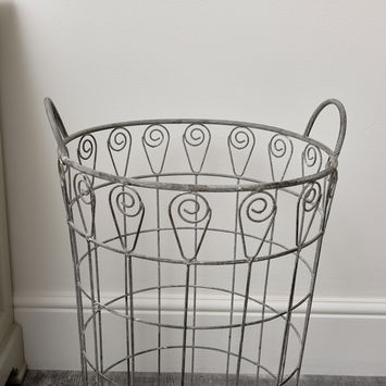 Large Ornate Rustic Grey Laundry Storage Basket - 61cm