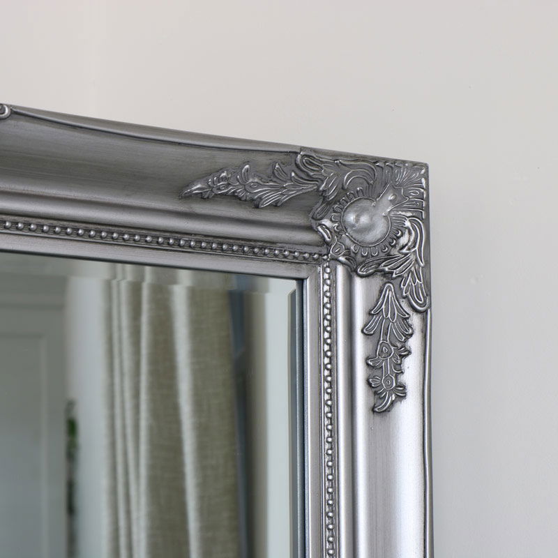 Large Ornate Silver Wall Mirror Melody Maison