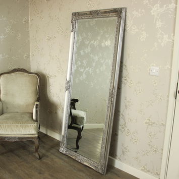 Large Ornate Silver Wall/Floor Mirror 176cm x 76cm